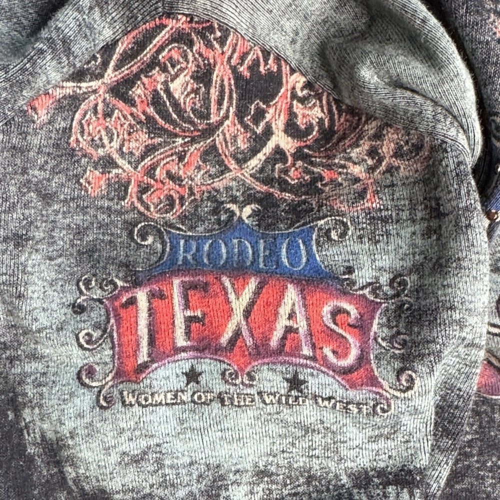 Cactus Long Sleeve Texas Rodeo 3/4  Sleeve Tee - Black and Gray - Picture 4 of 5